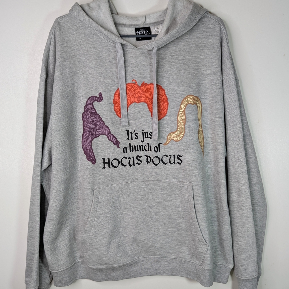 Disney's Hocus Pocus Womens Gray Sanderson Sisters Witch Hoodie Sweatshirt 2XL